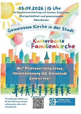 Plakat: Einladung zur Kinderbunten Kirche am 15. September in Heilig-Kreuz