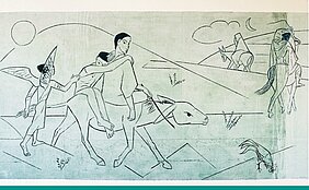 eine Zeichnung von der Geschichte des barmherzigen Samariters